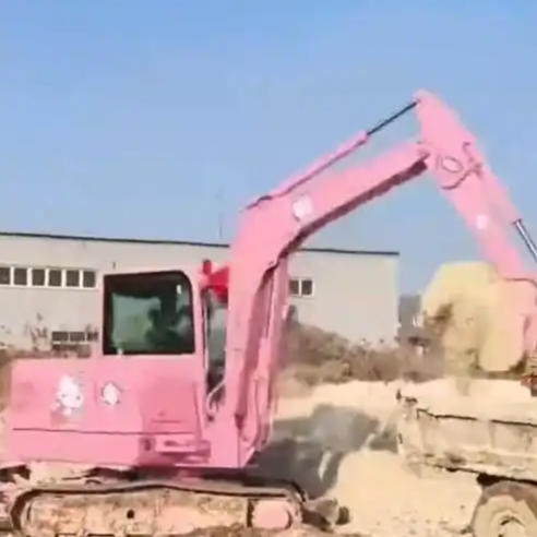 粉色挖掘机引爆工地！山东女子用“少女心”硬核改写行业刻板印象